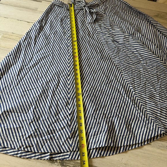 NWOT Madewell Poplin Flared Midi Skirt in Stripe Cotton Navy White Sz 6 NO935 - Picture 12 of 13